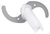 A close-up studio shot of a blender blade attachment with a white plastic hub and two curved silver metal blades. Produktbild-Vorschau