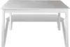 A white rectangular dining table with four white legs is shown against a white background. Produktbild-Vorschau