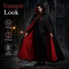 Wendecape mit Kapuze XL 160 cm Schwarz Rot – Langer Umhang Produktbild-Vorschau 4