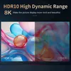 A split screen showing a comparison of HDR10 and other display technologies, with abstract colorful shapes. Podgląd zdjęcia produktu