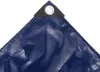 A close-up of the corner of a blue tarp, showing a reinforced grommet. Náhled obrázku produktu