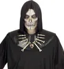 A person wearing a grim reaper costume with skull makeup and a necklace made of bones. Produktbild-Vorschau