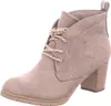 A single brown lace-up ankle boot with a block heel is shown against a white background. Voir les images du produit