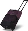A purple quilted rolling suitcase on a white background. Voir les images du produit