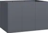 A 3D rendering of a dark gray planter box with three visible panels on the front. Produktbild-Vorschau