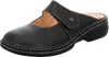 A black leather clog shoe with white stitching. Podgląd zdjęcia produktu