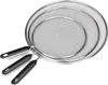 Three stainless steel splatter screens with black handles are arranged diagonally on a white background. Produktbild-Vorschau