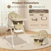 Hochstuhl Baby 2 in 1 mit Rollen, Höhenverstellbar Produktbild-Vorschau 2