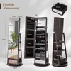 COSTWAY Armoire à bijoux pivotante à 360°, armoire à glace, Voir les images du produit 3