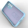 A light blue phone case with a purple interior is shown from a top-down diagonal angle against a light gray background. Produktbild-Vorschau