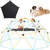 A collage of a climbing dome with children, a black tarp, and two dogs. Anteprima dell’immagine prodotto