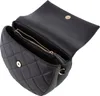 A black quilted handbag is shown open, revealing its interior. Anteprima dell’immagine prodotto