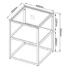 A line drawing of a black metal and glass side table with dimensions indicated. Anteprima dell’immagine prodotto