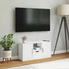 vidaXL TV skrinka so zásuvkou biela 79x24x40 cm z masívneho Náhľad obrázku produktu 3