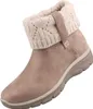 A single taupe boot with a knitted beige cuff is shown against a white background. Voir les images du produit