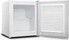 An empty white mini-refrigerator with its door open, showing the interior and the inside of the door. Produktbild-Vorschau