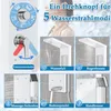 A collage of images showcasing a shower panel system with various functions and a person showering. Náhled obrázku produktu