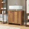 A bathroom vanity with a sink and faucet, next to a shelving unit. Produktbild-Vorschau