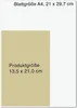 A diagram showing the dimensions of a product within a larger sheet of paper. Produktbild-Vorschau