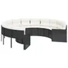 vidaXL Gartensofa mit Kissen Rund Schwarz Poly-Rattan Produktbild-Vorschau 1
