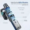 Diagram showing the multiple HEPA filtration layers of a cordless vacuum cleaner. Produktbild-Vorschau