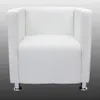 A white faux leather armchair with chrome legs against a gradient background. Anteprima dell’immagine prodotto