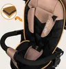 Close-up of a child's tricycle seat and safety harness, with a diagram showing material layers. Podgląd zdjęcia produktu