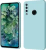 A light blue phone case is shown next to a phone with a light blue case. Produktbild-Vorschau