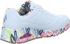A side view of a white sneaker with a colorful, graffiti-like pattern on the sole and lining. Náhled obrázku produktu