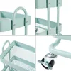 Collage of close-up shots of a mint green kitchen trolley. Anteprima dell’immagine prodotto