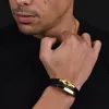 SERASAR | Bracelet en cuir pour hommes [Proud] avec or en Voir les images du produit 11