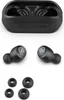 A set of black JLab GO Air True wireless earbuds and their charging case, along with extra ear tips. Anteprima dell’immagine prodotto
