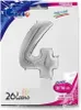 Balon Foliowy Cyfra 4, Srebrna, 66 cm Grabo Podgląd zdjęcia produktu 2