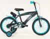 A children's bicycle with training wheels on a white background. Produktbild-Vorschau