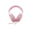 A pink gaming headset with a microphone is shown against a white background. Produktbild-Vorschau