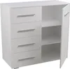 A white dresser with four drawers on the left and an open cabinet with shelves on the right. Náhľad obrázku produktu