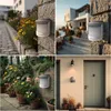 Collage of a wireless doorbell and motion sensor mounted on stone and stucco walls, surrounded by plants and architecture. Anteprima dell’immagine prodotto