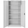 An empty gray metal cabinet with its doors open, showing multiple shelves. Anteprima dell’immagine prodotto