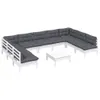 The Living Store 10-tlg. Garten-Lounge-Set mit Kissen Weiß Produktbild-Vorschau 4