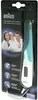 A Braun digital thermometer in its retail packaging, featuring a family photo and product feature callouts. Podgląd zdjęcia produktu