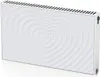 A white radiator cover with a raised heart pattern and ventilation slots at the top. Produktbild-Vorschau