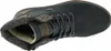 A top-down view of a blue leather boot with brown accents and gray trim. Voir les images du produit