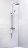 A modern shower head and filter system mounted on a white tiled wall. Voir les images du produit