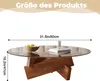 Couchtisch aus gehärtetem Glas & Massivholz, Ø80cm Produktbild-Vorschau 7