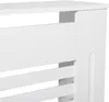 A close-up, cropped view of a white radiator cover with horizontal slats. Náhled obrázku produktu