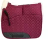 A burgundy horse saddle pad with cream-colored fleece lining and a black trim at the bottom. Produktbild-Vorschau
