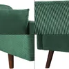 A collage of close-up shots of a green corduroy sofa, showing its texture and wooden legs. Podgląd zdjęcia produktu