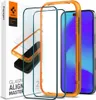 A product shot of Spigen iPhone 14 Pro screen protectors and an alignment tool, presented with its packaging. Produktbild-Vorschau