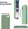 Collage of images showing a green phone case with text highlighting its features. Produktbild-Vorschau
