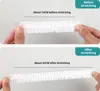 The image shows two views of a disposable plastic bowl cover, demonstrating its size before and after stretching. Produktbild-Vorschau